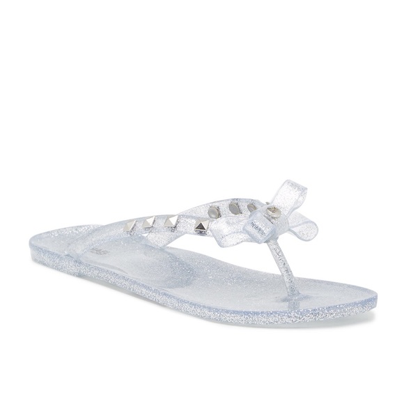 studded bow flip flops